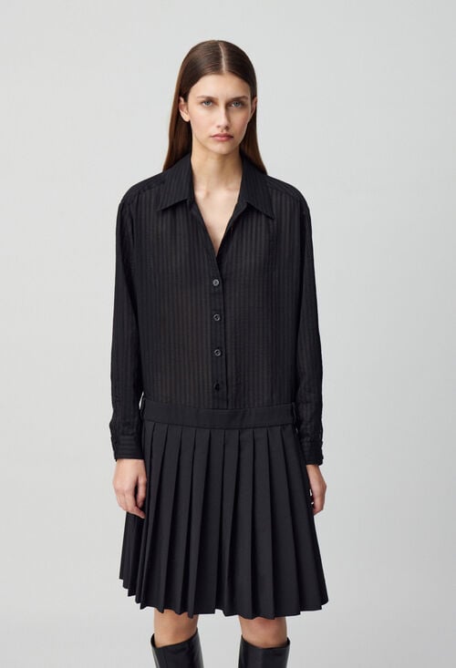 Claudie Robe Bi-matière Rayures Pour Femme