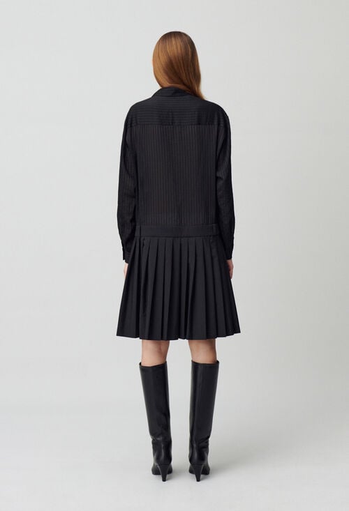 Claudie Robe Bi-matière Rayures Pour Femme