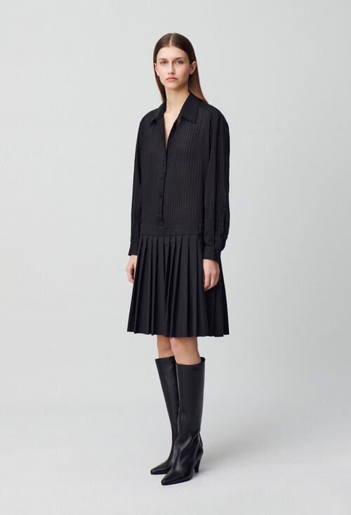 claudie Robe bi-matière rayures pour femme