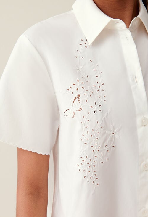 claudie Robe chemise courte brodée pour femme