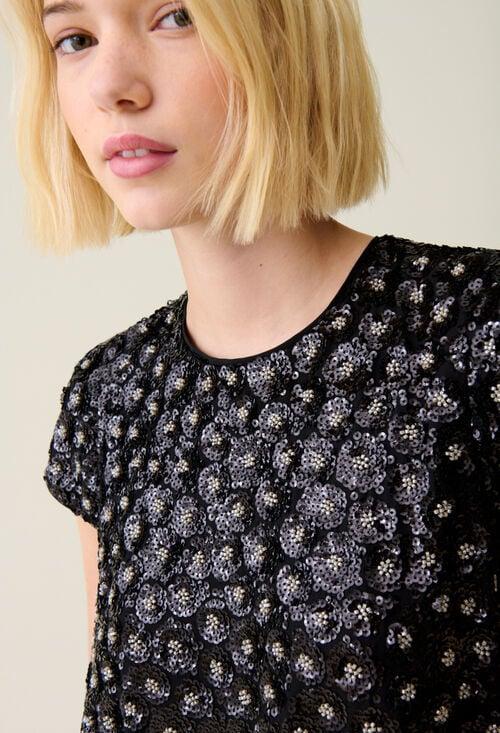 claudie Robe courte babydoll brodée pour femme