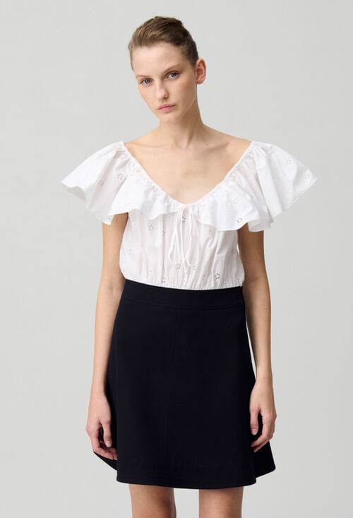 Claudie Robe Courte Bi-matières Pour Femme