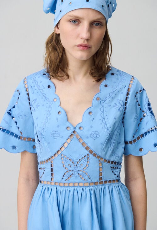 Claudie Robe Courte Broderies Papillon Pour Femme