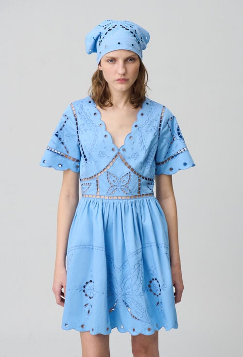 Claudie Robe Courte Broderies Papillon Pour Femme