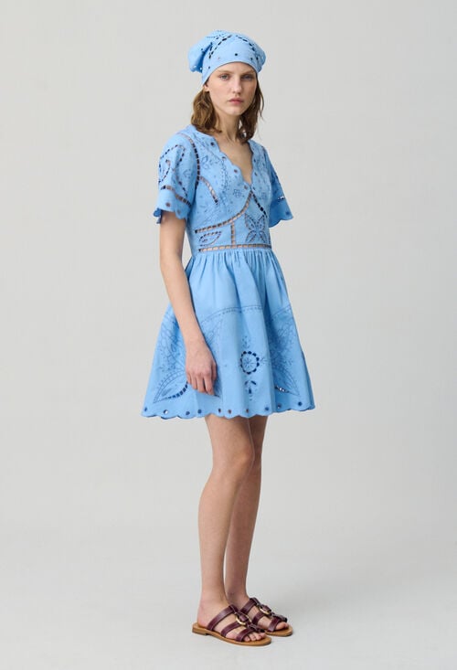 claudie Robe courte broderies papillon pour femme