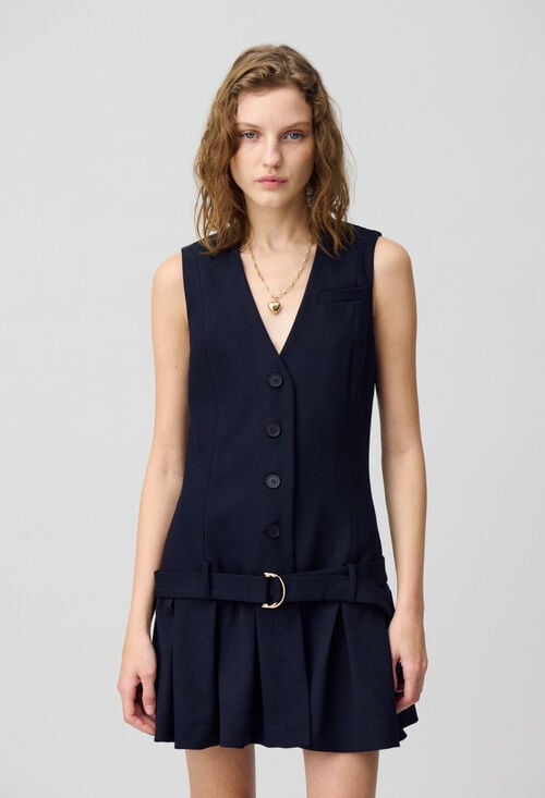 Claudie Robe Courte Cintrée Plissée Pour Femme