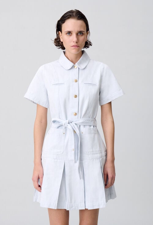 Claudie Robe Courte Denim à Plis Pour Femme