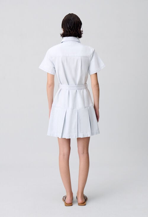 Claudie Robe Courte Denim à Plis Pour Femme