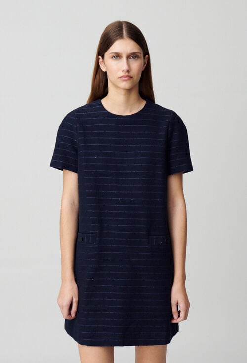 Claudie Robe Courte Droite Rayures Pour Femme