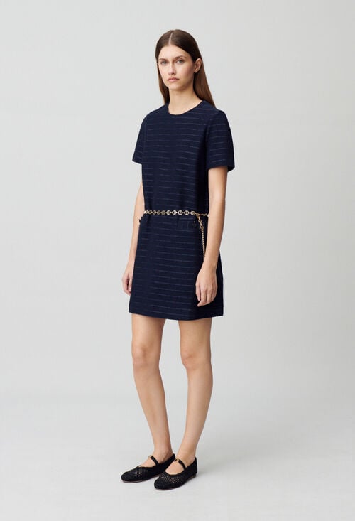 claudie Robe courte droite rayures pour femme