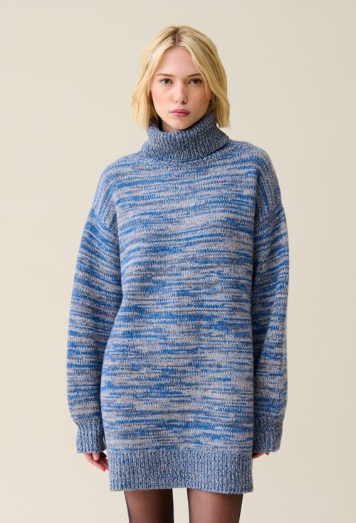 Claudie Robe Courte Laine Col Roulé Pour Femme