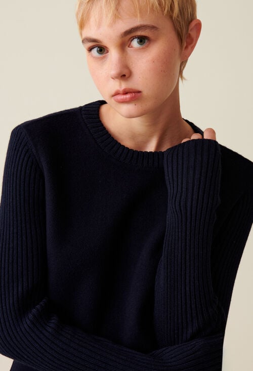 claudie Robe courte maille dos côtelé pour femme