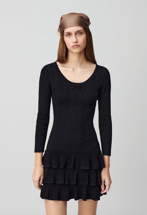 Claudie Robe Courte Maille Fine Pour Femme