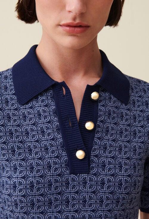 Claudie Robe Courte Monogramme Marine Pour Femme