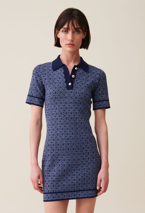 Claudie Robe Courte Monogramme Marine Pour Femme