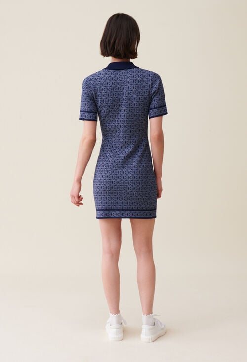 Claudie Robe Courte Monogramme Marine Pour Femme
