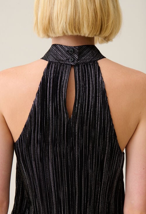 Claudie Robe Courte Plissée Argentée Pour Femme