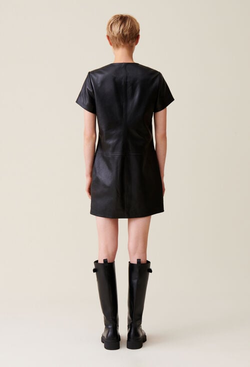 Claudie Robe Cuir Courte Zippée Pour Femme