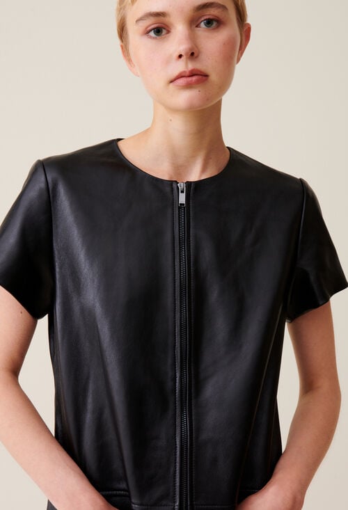 claudie Robe cuir courte zippée pour femme