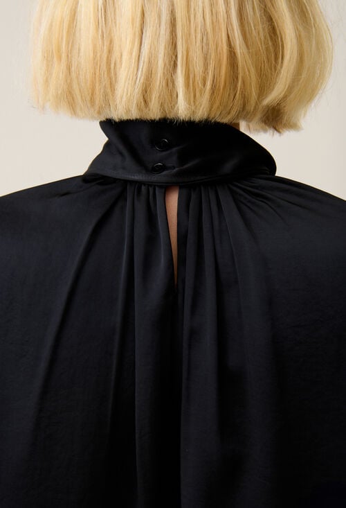 Claudie Robe Fluide Col Lavallière Noir Pour Femme