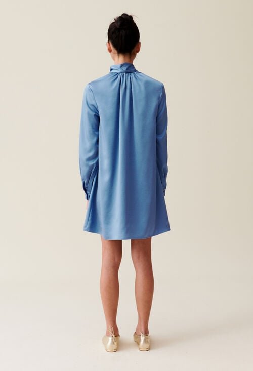 Claudie Robe Fluide Col Lavallière Noir Pour Femme