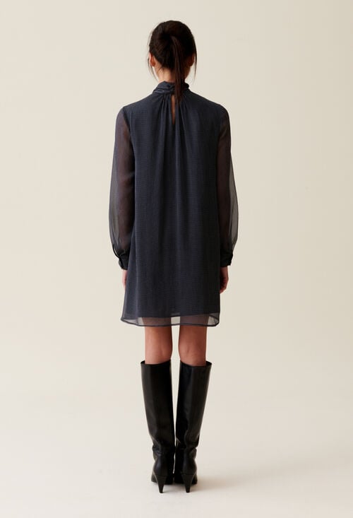 Claudie Robe Fluide Col Lavallière Pour Femme