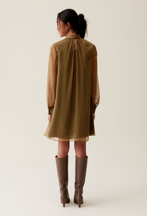 Claudie Robe Fluide Col Lavallière Pour Femme