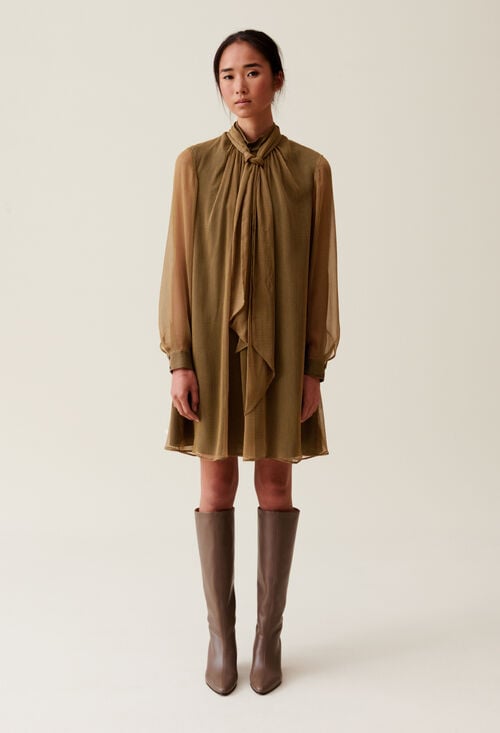 claudie Robe fluide col lavallière pour femme