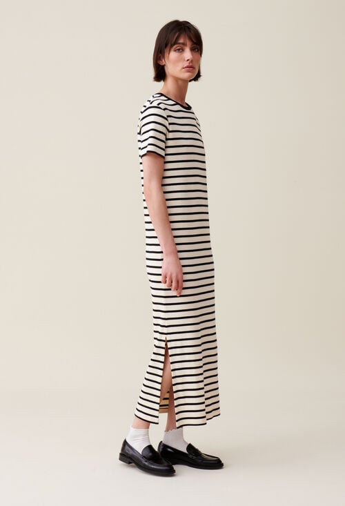 Claudie Robe Jean Toto Rayée Midi Pour Femme