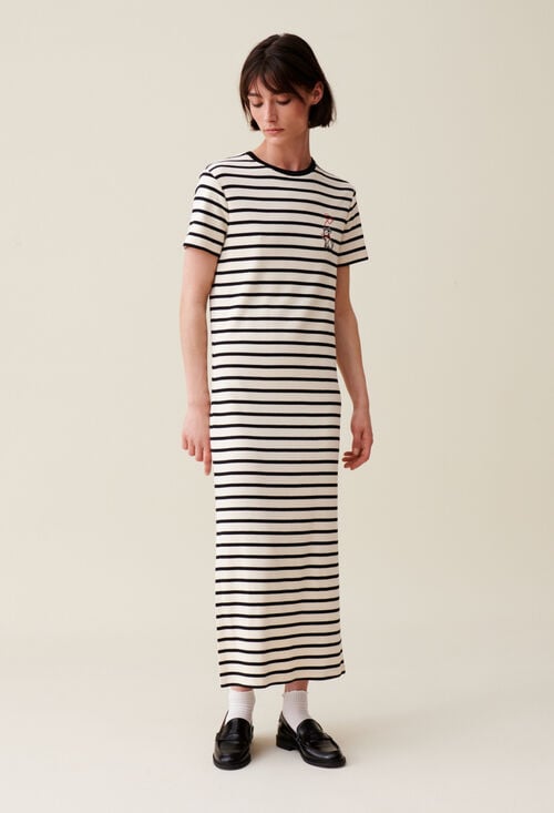 claudie Robe Jean Toto rayée midi pour femme