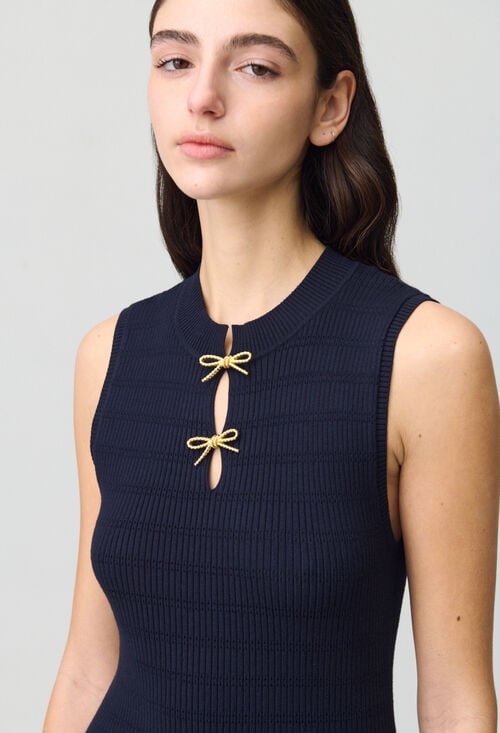 Claudie Robe Longue Maille Fine Noeuds Pour Femme