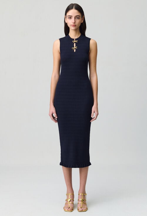 Claudie Robe Longue Maille Fine Noeuds Pour Femme
