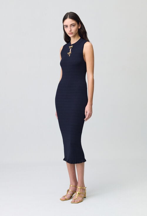 claudie Robe longue maille fine noeuds pour femme