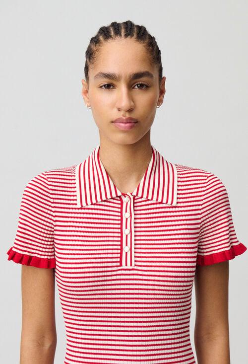 Claudie Robe Longue Maille Fine Rayée Pour Femme