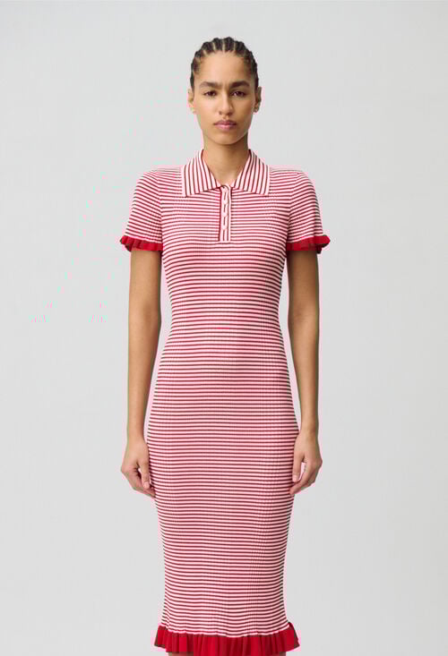 Claudie Robe Longue Maille Fine Rayée Pour Femme
