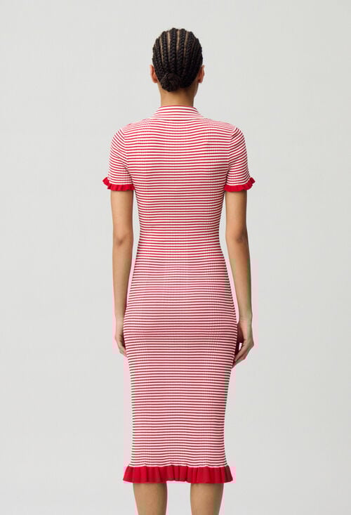 Claudie Robe Longue Maille Fine Rayée Pour Femme