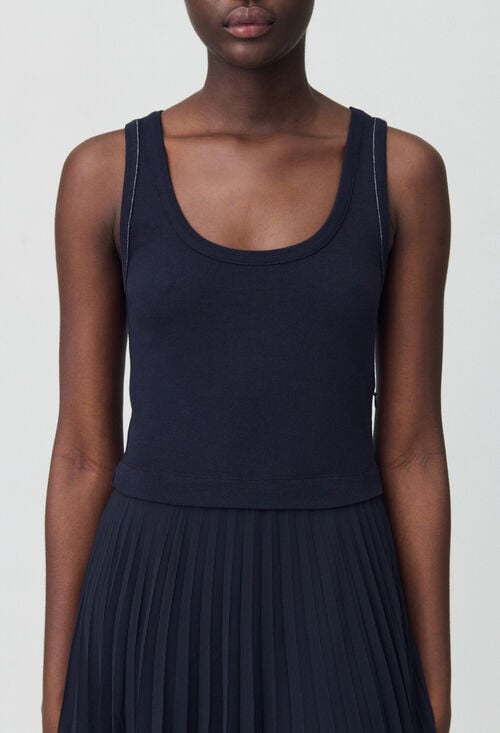 Claudie Robe Longue Plissée Marine Pour Femme