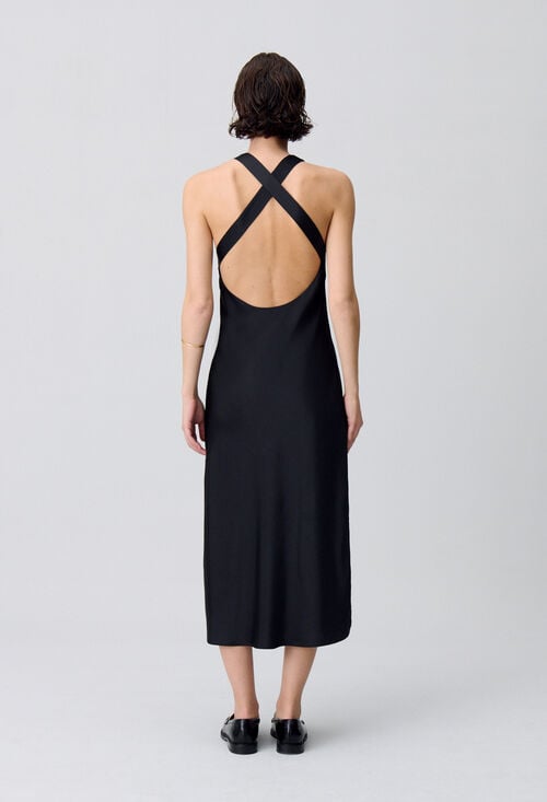 claudie Robe longue satinée dos nu pour femme