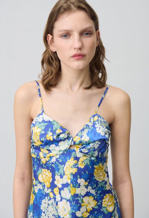 Claudie Robe Longue Satinée Florale Pour Femme