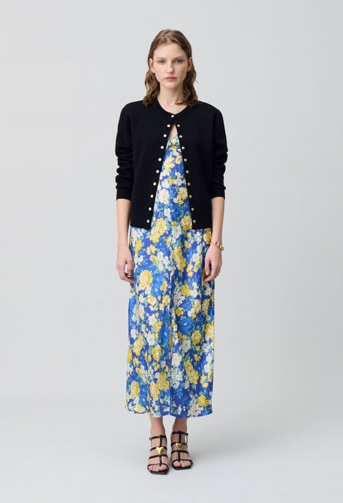 Claudie Robe Longue Satinée Florale Pour Femme