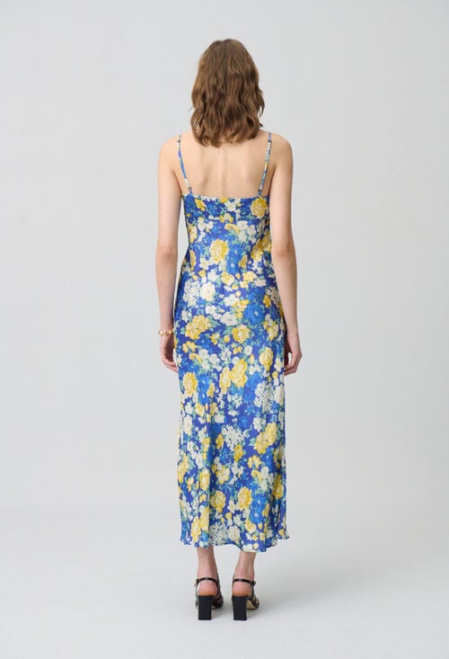 Claudie Robe Longue Satinée Florale Pour Femme