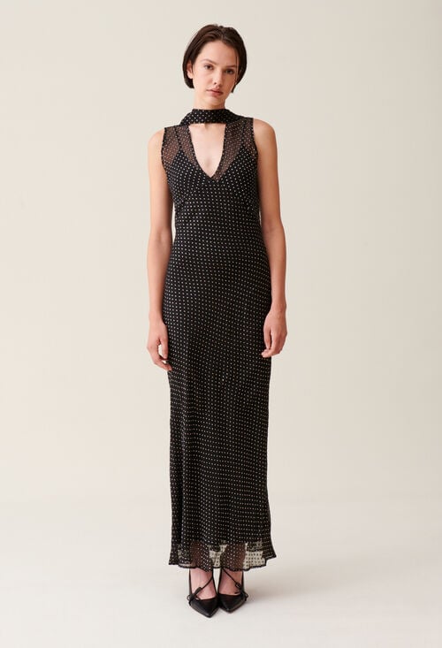 Claudie Robe Longue Transparente à Pois Pour Femme