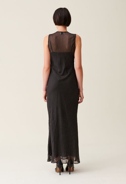 Claudie Robe Longue Transparente à Pois Pour Femme
