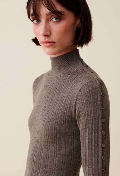 Claudie Robe Maille Col Montant Pour Femme