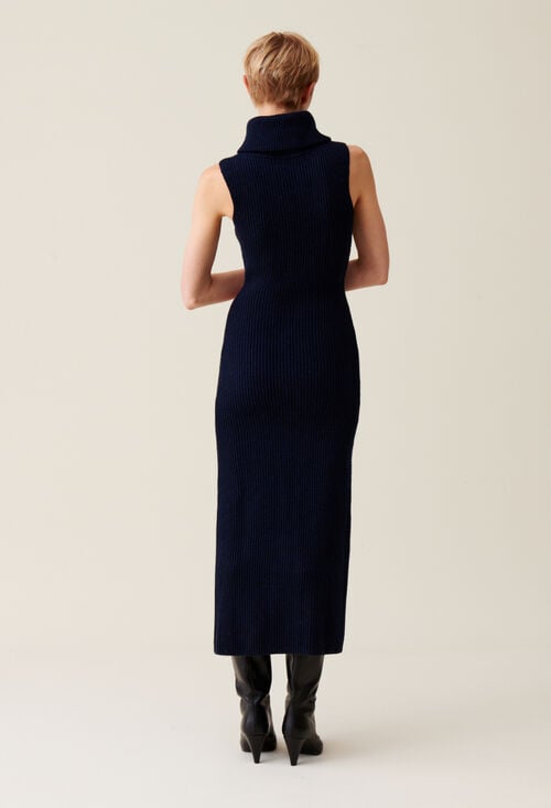 Claudie Robe Maille Zippée Col Montant Pour Femme