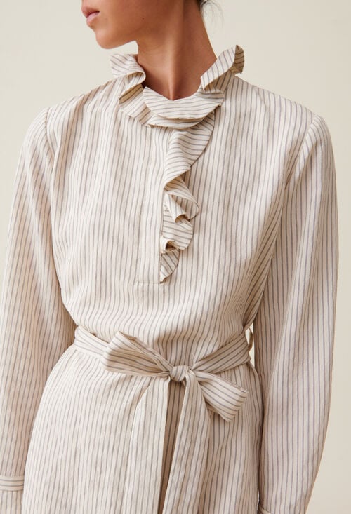 claudie Robe rayée col volanté pour femme