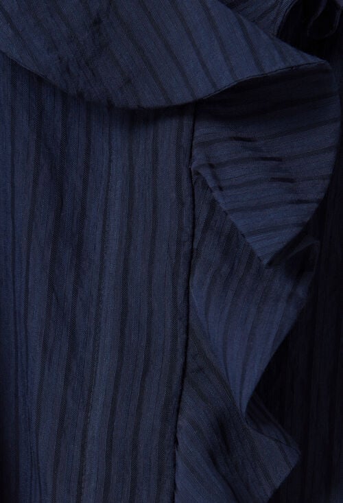 Claudie Robe Rayures Volants Marine Pour Femme