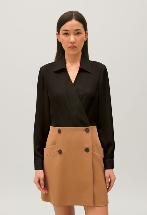 claudie Robe tailleur courte bicolore pour femme