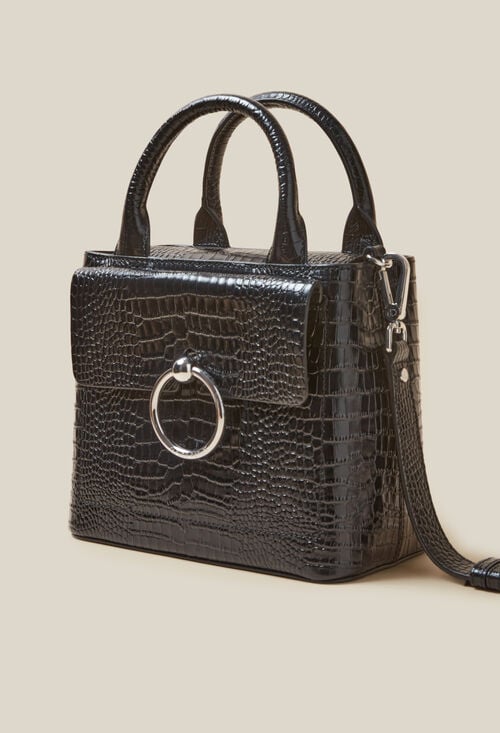 Claudie Sac Anouck Cuir Texturé Noir Pour Femme