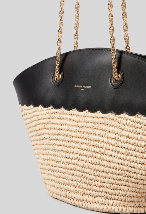Claudie Sac Panier Tressé Et Cuir Pour Femme